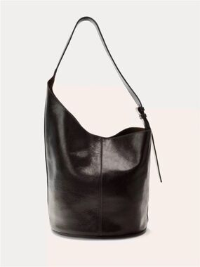 ZARA Asymmetrical leather shoulder bucket bag